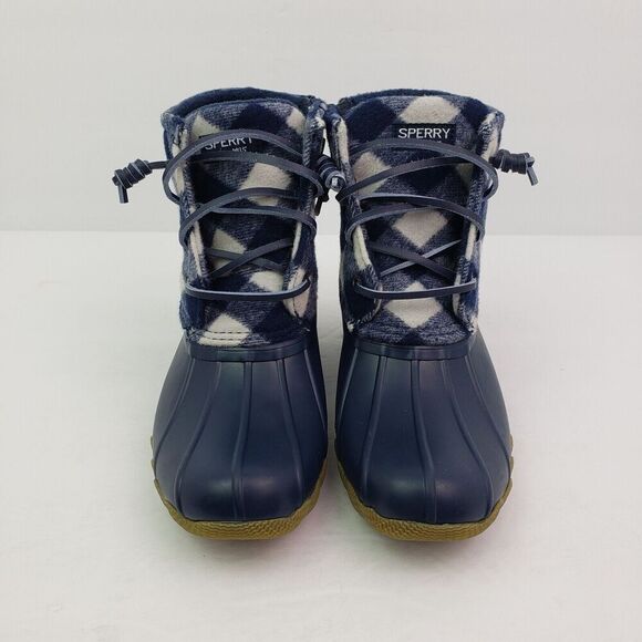 Sperry Top Sider Saltwater Youth Size 1Y Blue Plaid Wool Waterproof Duck Boot - Picture 5 of 12